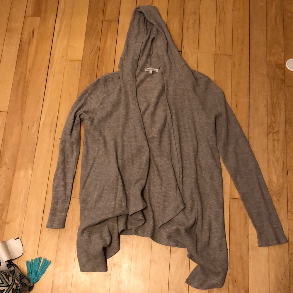 grey hooded cardigan- M